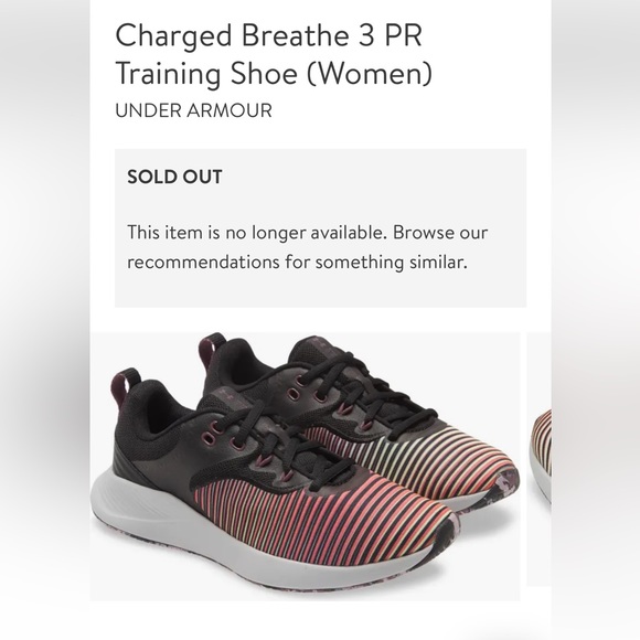 6 Under Armour charged breathe TR 3 PR knit shoes RARE FIND pastel stripe/black - Picture 4 of 5
